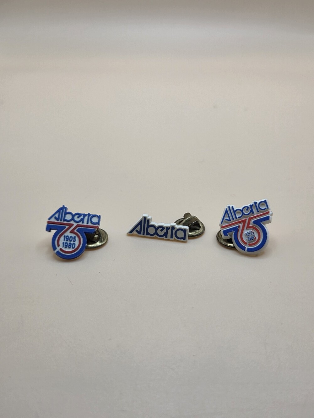 1980 Alberta 75th Anniversary Commemorative Pin Set (Lot of 3)